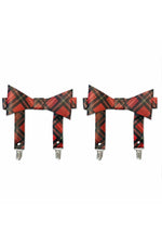 Red Plaid Faux Leather Garters (set of 2)