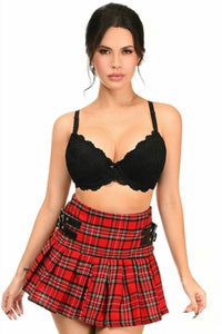 Daisy Corsets Red Plaid Pleated Skirt w/Buckles in Red  from SexyShoes.com