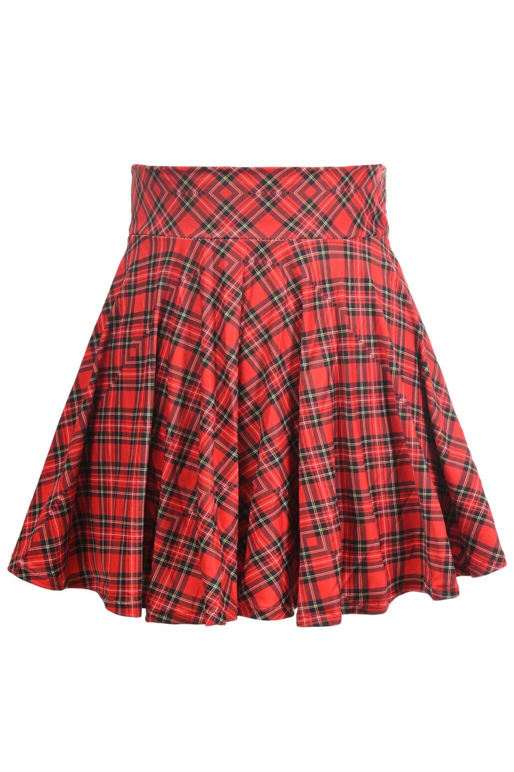 Daisy Corsets Red Plaid Stretch Lycra Skirt in Red  from SexyShoes.com