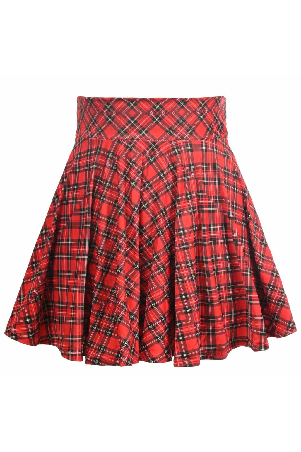 Red Plaid Stretch Lycra Skirt-Costume Skirts-Daisy Corsets-Red-XS-SEXYSHOES.COM
