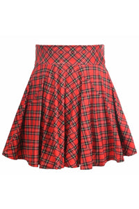 Daisy Corsets Red Plaid Stretch Lycra Skirt in Red  from SexyShoes.com