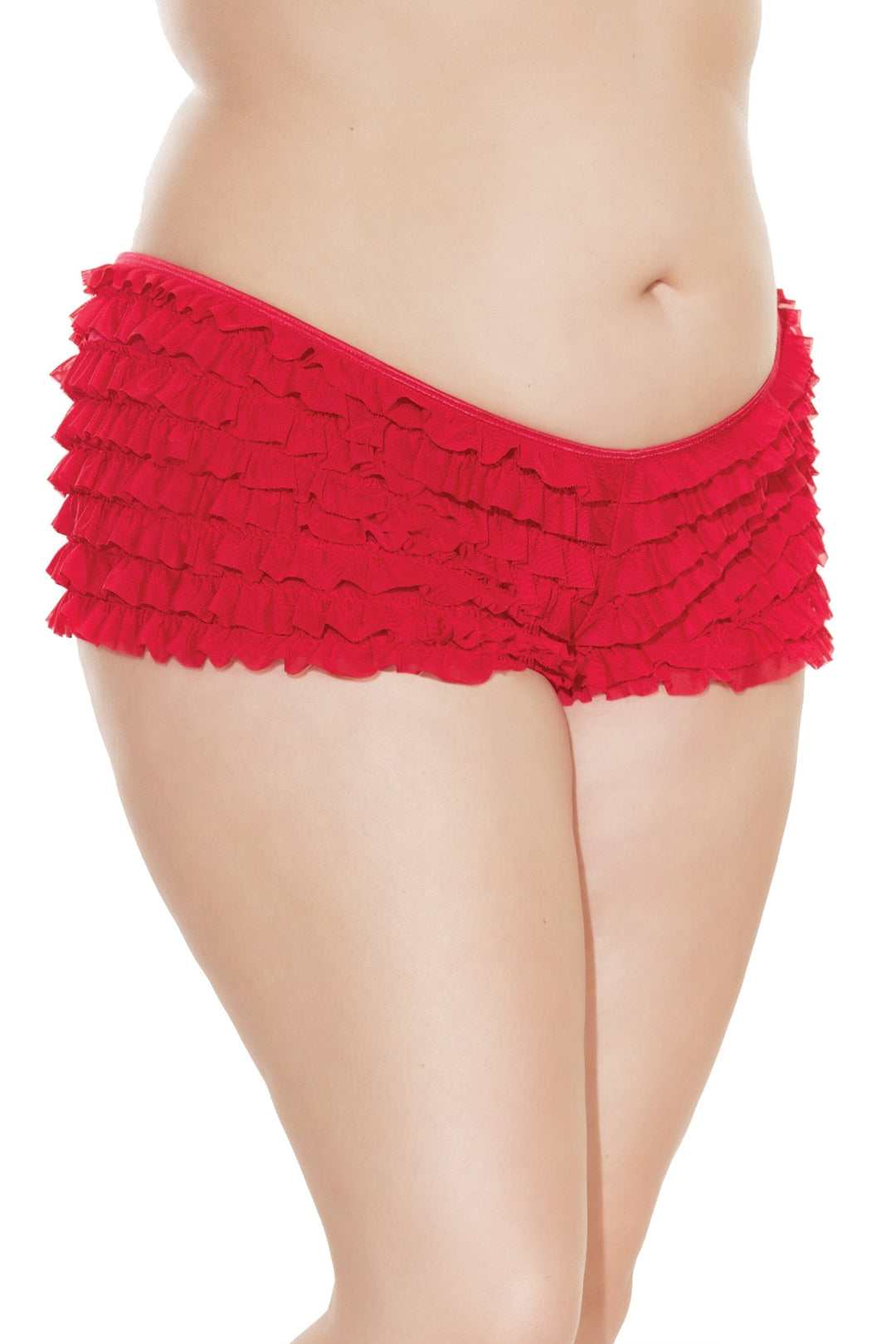 Red Ruffle Shorts | Plus Size-Booty Shorts-Coquette-Red-Q-SEXYSHOES.COM