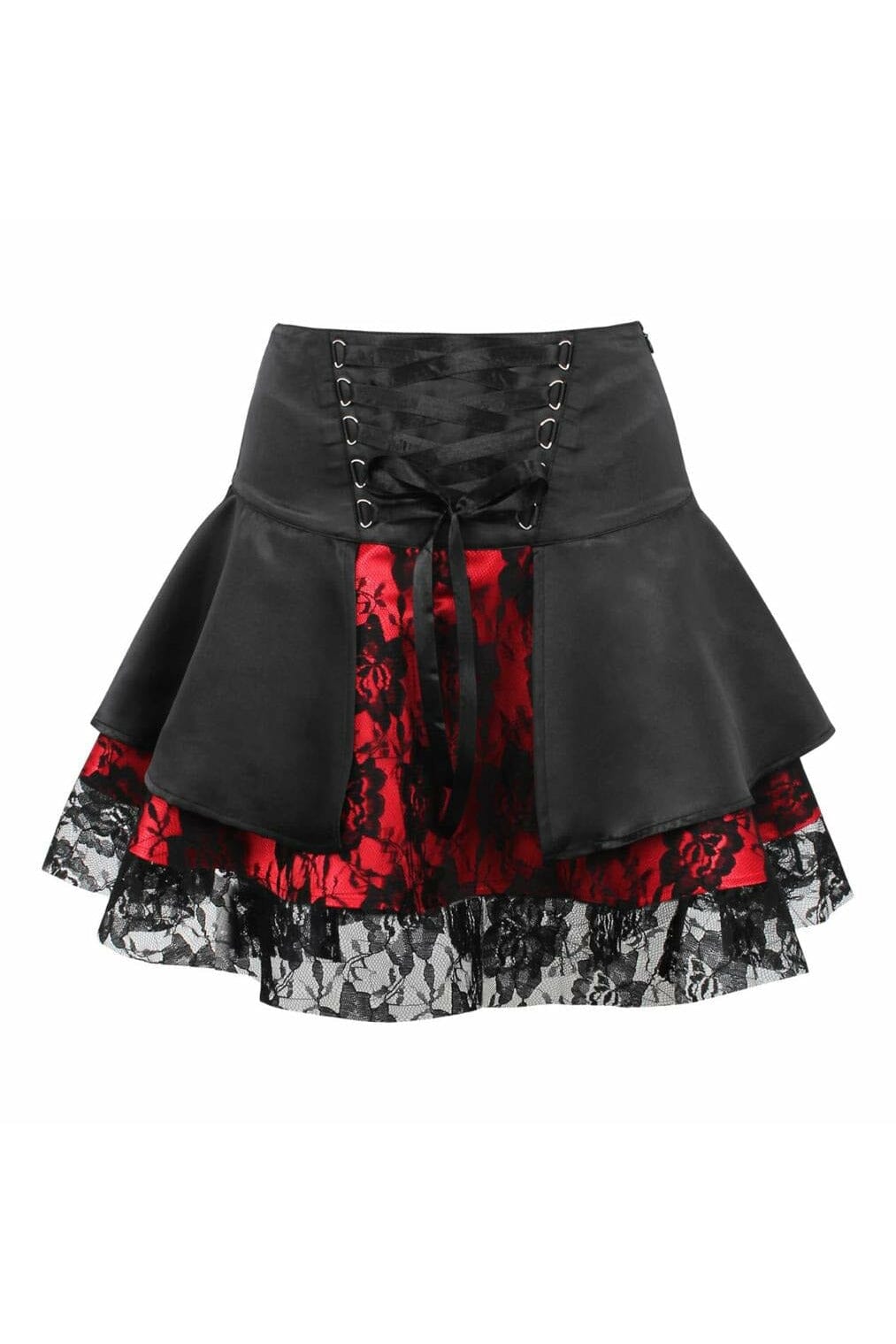 Red w/Black Lace Gothic Skirt-Costume Skirts-Daisy Corsets-Red-XS-SEXYSHOES.COM