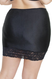 Retro High Waisted Skirt With Silicone Lace Hem | Plus Size-Mini Skirts-Coquette-Black-Q-SEXYSHOES.COM