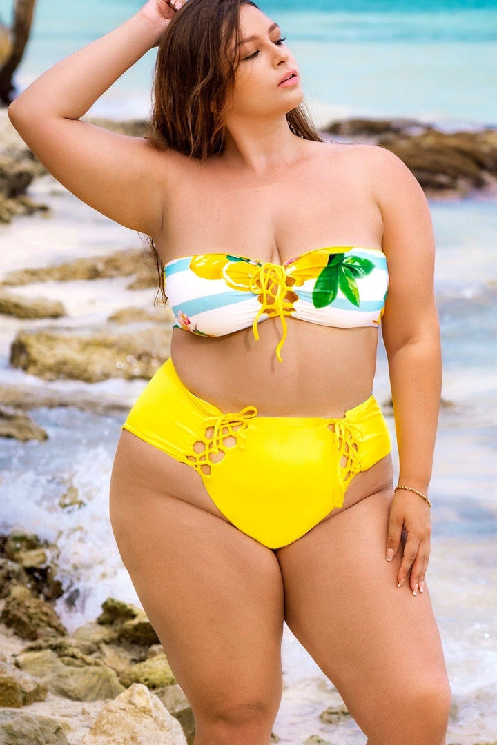 Reversible Two Piece Swimsuit-Two Piece Swim-Mapale-Yellow-1/2X-SEXYSHOES.COM
