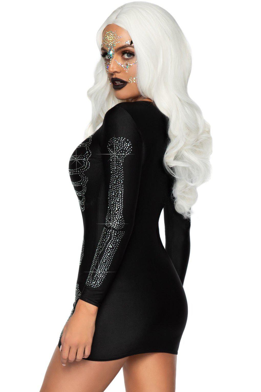 Leg Avenue Rhinestone Spandex Skeleton Dress in Black 