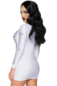 Leg Avenue Rhinestone Spandex Skeleton Dress in White 