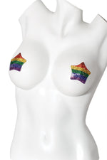 Rhinestone Star Rainbow Pasty With Reusable Self Adhesive Backing