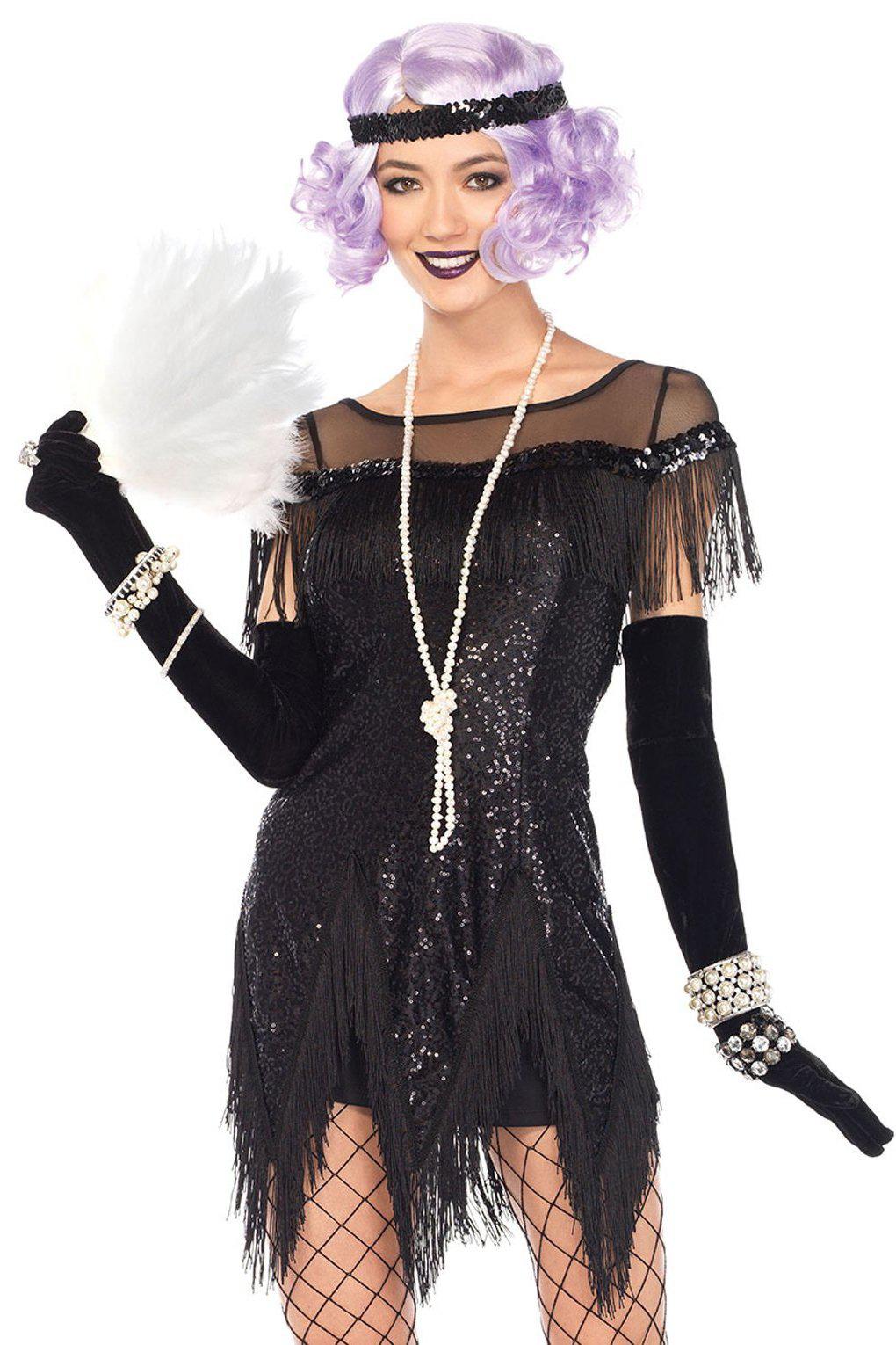 Roaring 20's Trixie Costume-Flapper Costumes-Leg Avenue-Black-S-SEXYSHOES.COM