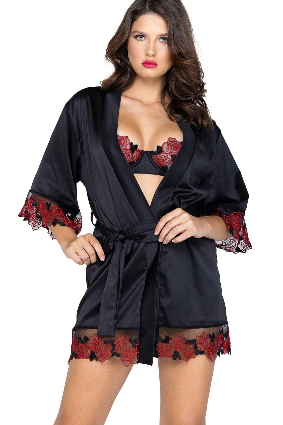 Rosa Bella Robe-Gowns + Robes-Roma Confidential-Black-L/XL-SEXYSHOES.COM