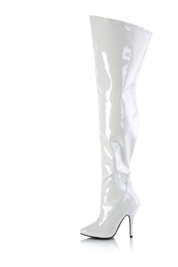 Pleaser SEDUCE-3000WC White Patent Thigh Boot in White Patent
