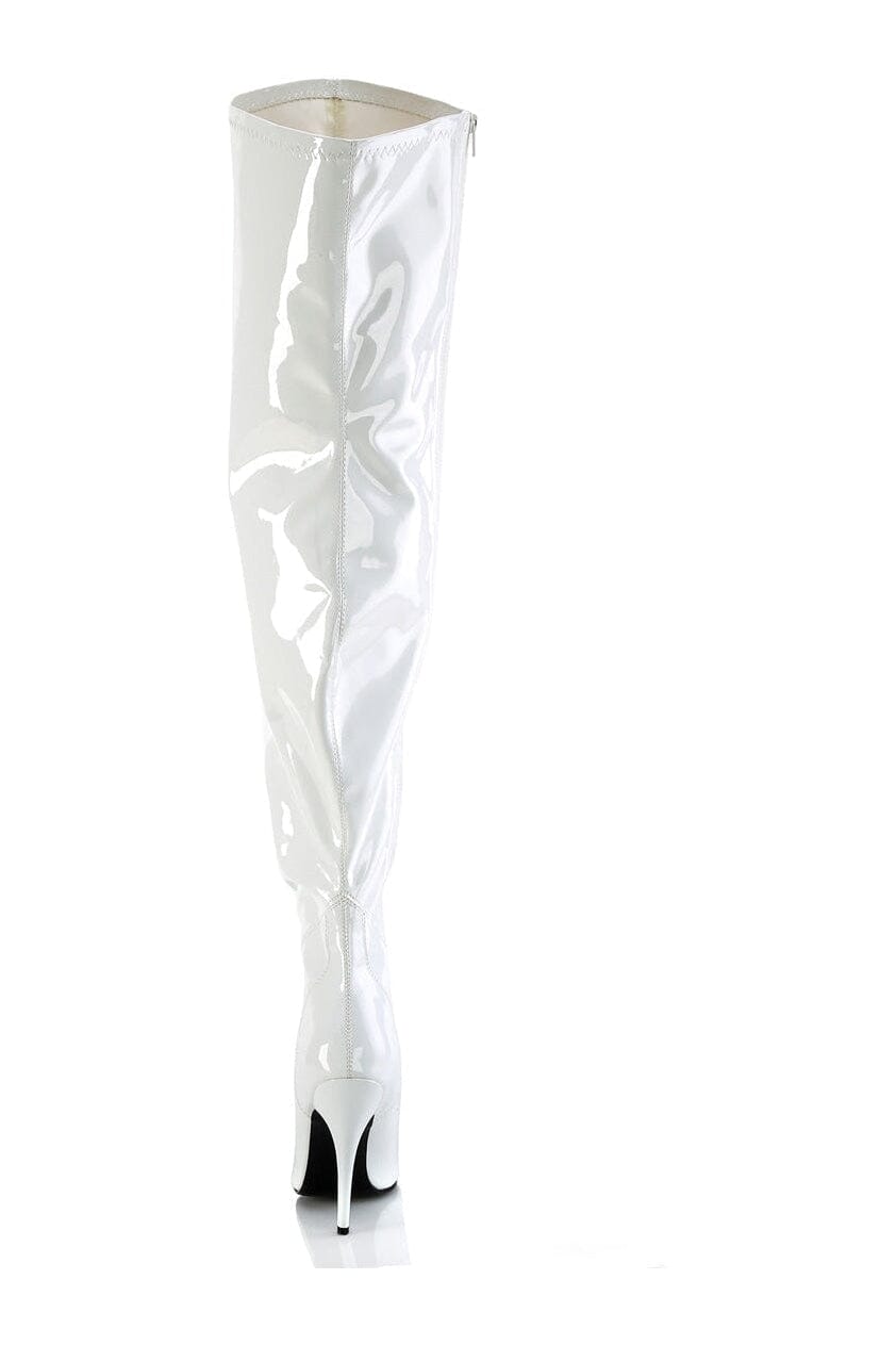 Pleaser SEDUCE-3000WC White Patent Thigh Boot in White Patent