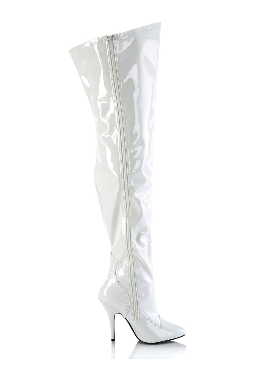 SEDUCE-3000WC White Patent Thigh Boot-Thigh Boots-Pleaser-SEXYSHOES.COM