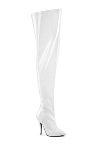 Pleaser SEDUCE-3000WC White Patent Thigh Boot in White Patent from SexyShoes.com