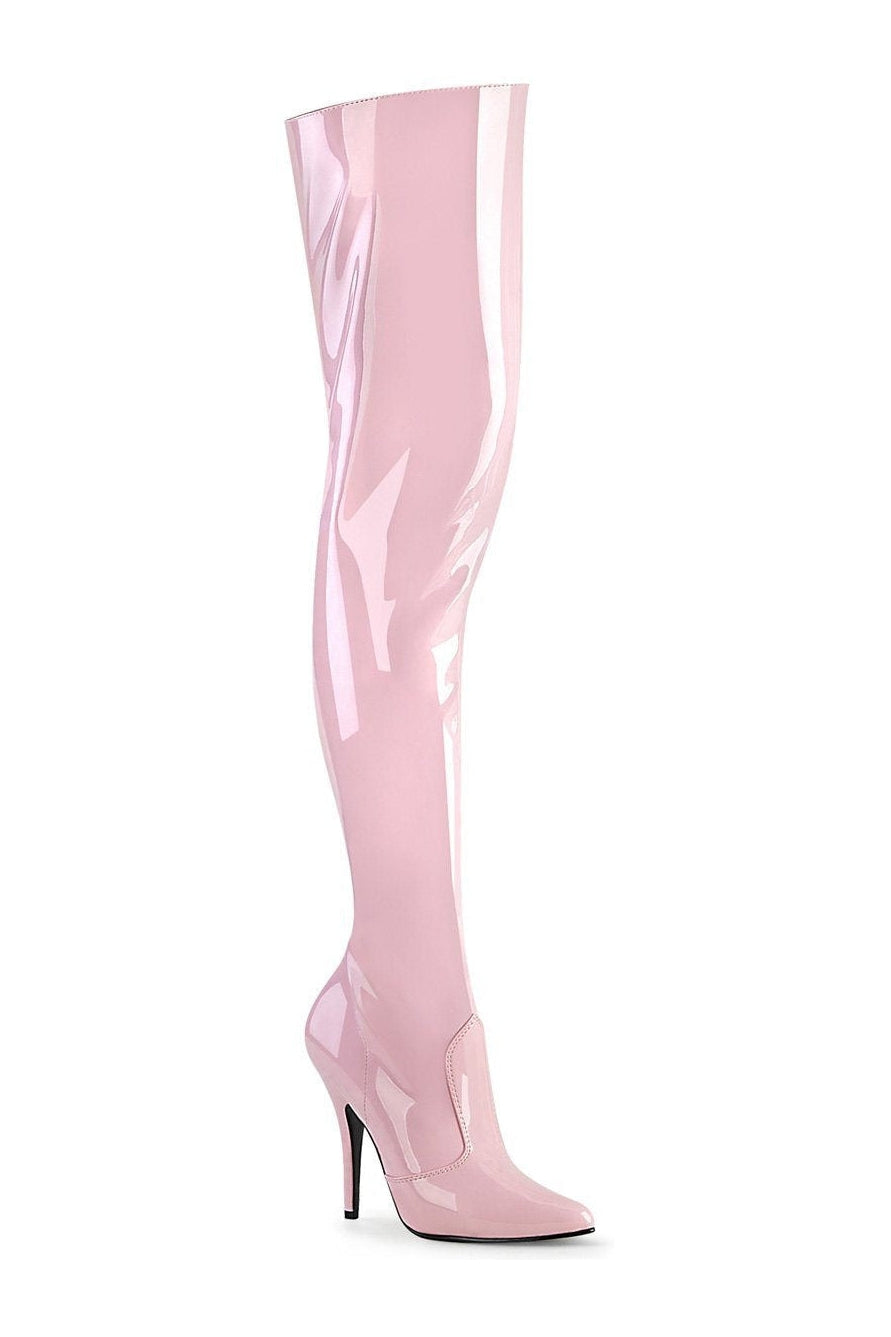 Pleaser SEDUCE-3010 Thig Boot in Pink Patent from SexyShoes.com