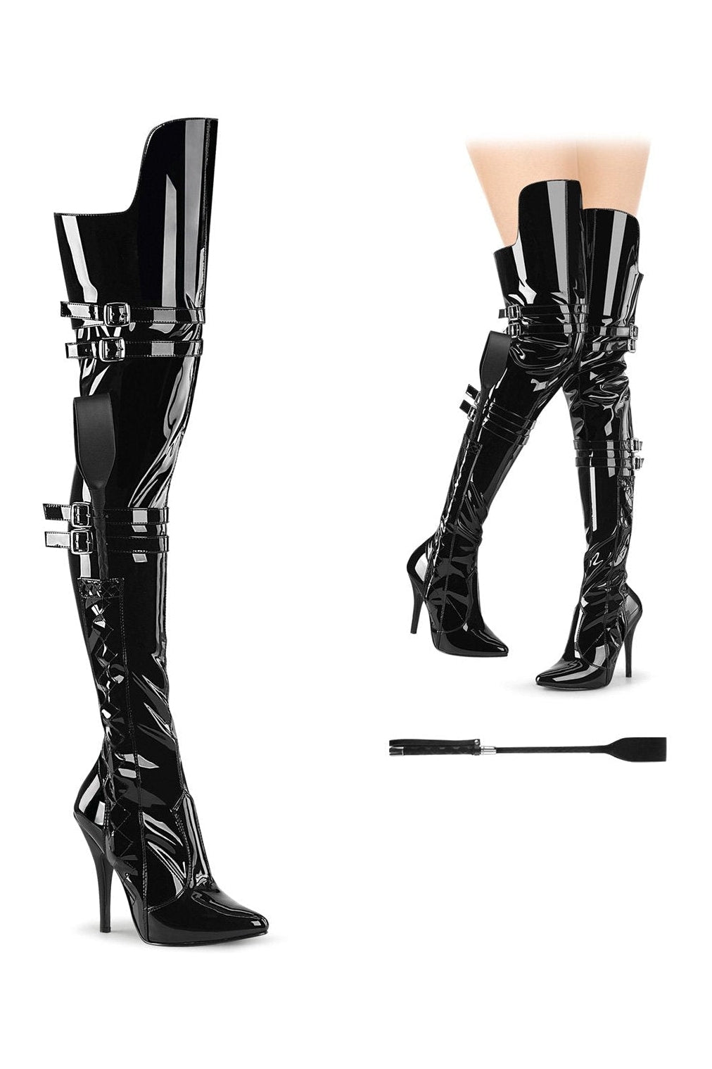 Pleaser SEDUCE-3080 Thigh Boot in Black Patent from SexyShoes.com