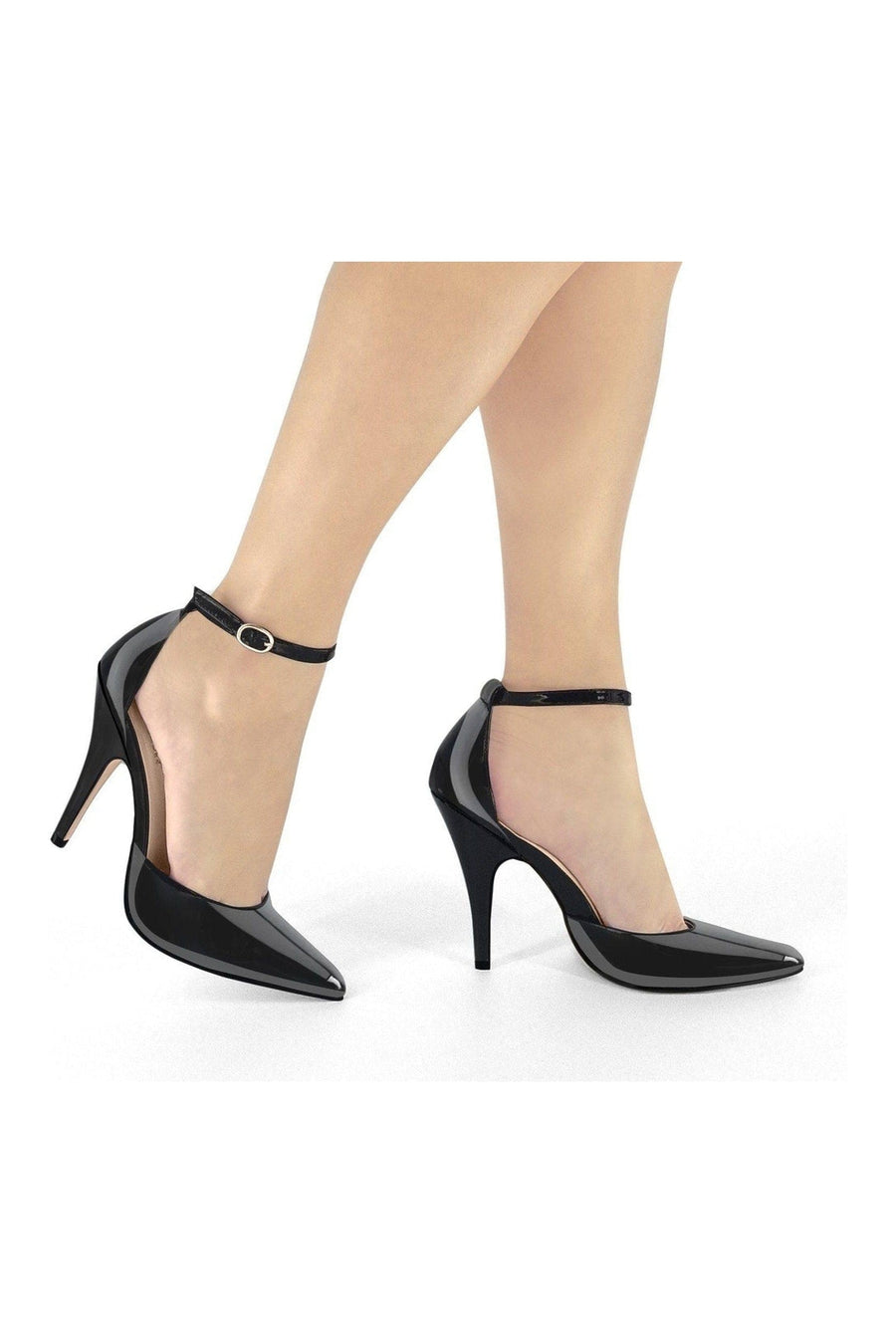 Sexyshoes Signature Ankle Strap D'Orsay Classic Pump in Black Patent