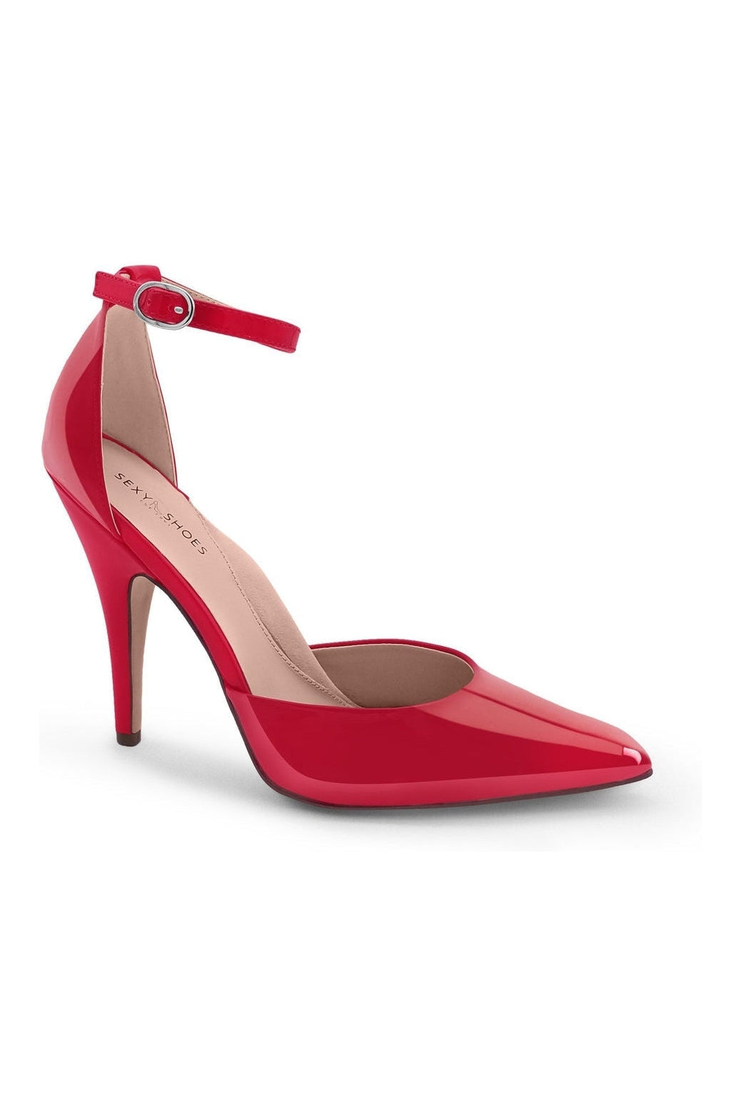 Ankle Strap D'Orsay Wide Width Pump-D'Orsays-Sexyshoes Signature-Red-SEXYSHOES.COM