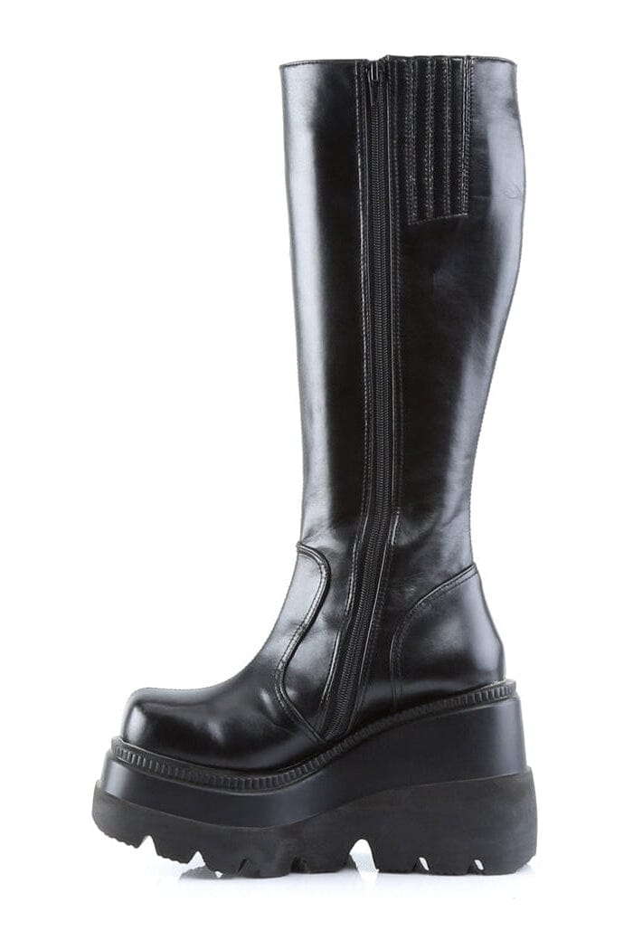 Demonia SHAKER-100 Black Vegan Leather Lolita in Black Vegan Leather