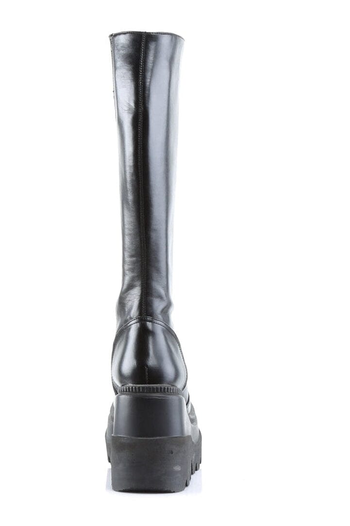 Demonia SHAKER-100 Black Vegan Leather Lolita in Black Vegan Leather
