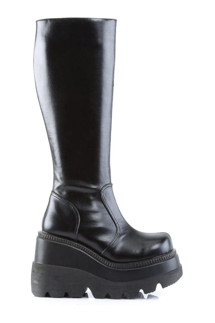 Demonia SHAKER-100 Black Vegan Leather Lolita in Black Vegan Leather