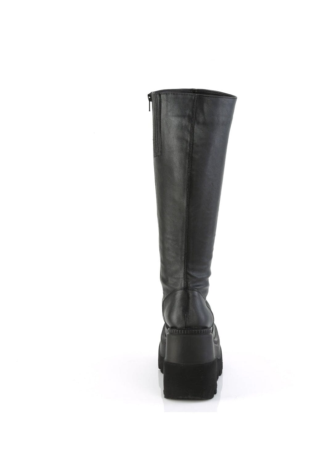 Demonia SHAKER-100WC Black Vegan Leather Knee Boot in Black Vegan Leather