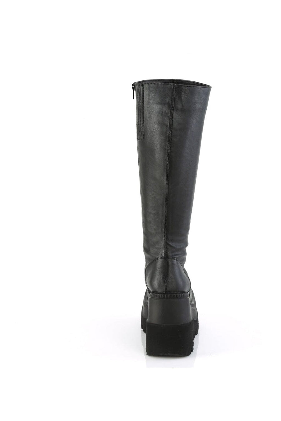 Demonia SHAKER-100WC Black Vegan Leather Knee Boot in Black Vegan Leather