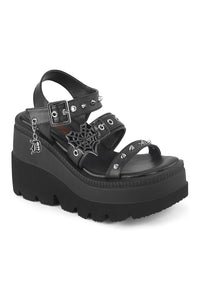 Demonia SHAKER-13 Black Vegan Leather Sandal in Black Vegan Leather from SexyShoes.com