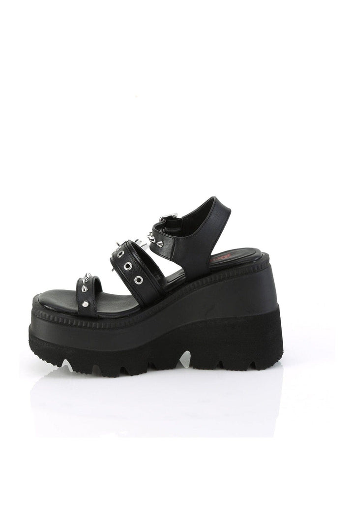 SHAKER-13 Black Vegan Leather Sandal-Sandals-Demonia-SEXYSHOES.COM