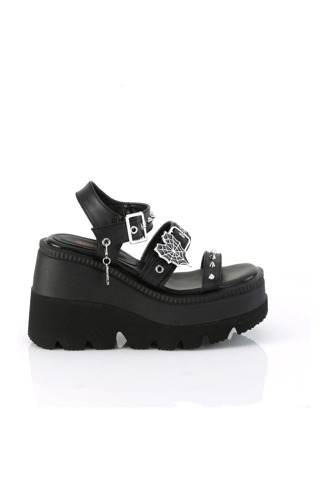 Demonia SHAKER-13 Black Vegan Leather Sandal in Black Vegan Leather
