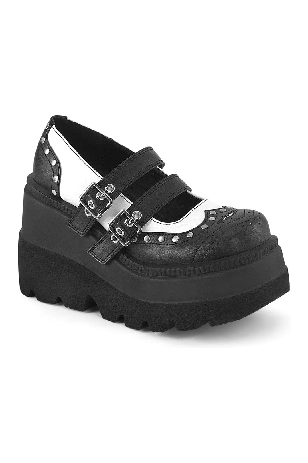 Demonia SHAKER-27 Black Vegan Leather Mary Janes in Black Vegan Leather from SexyShoes.com
