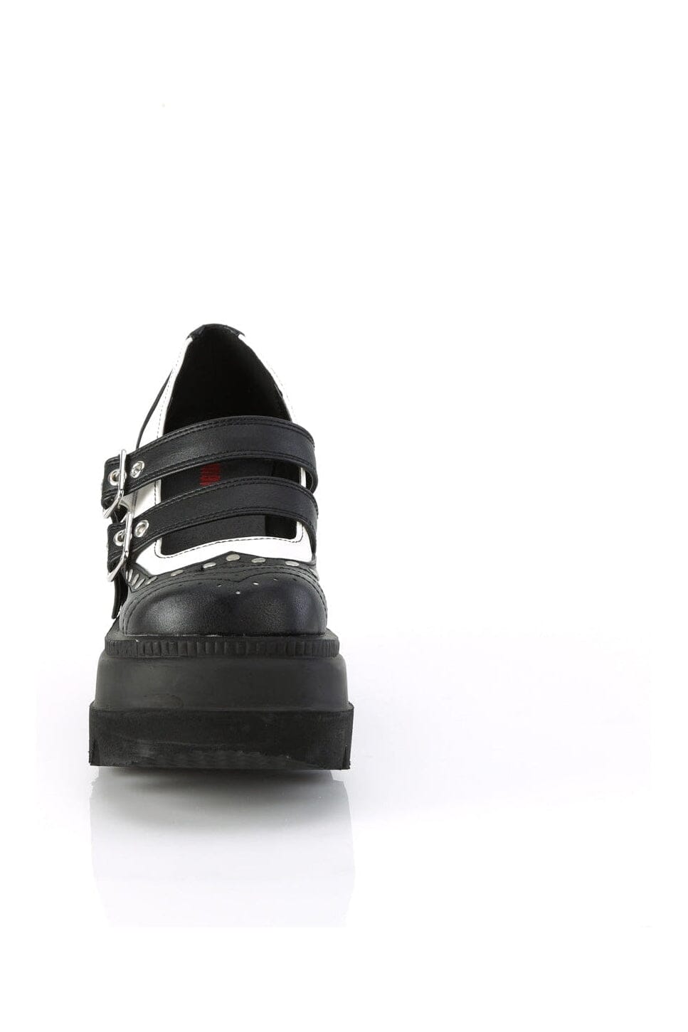 Demonia SHAKER-27 Black Vegan Leather Mary Janes in Black Vegan Leather