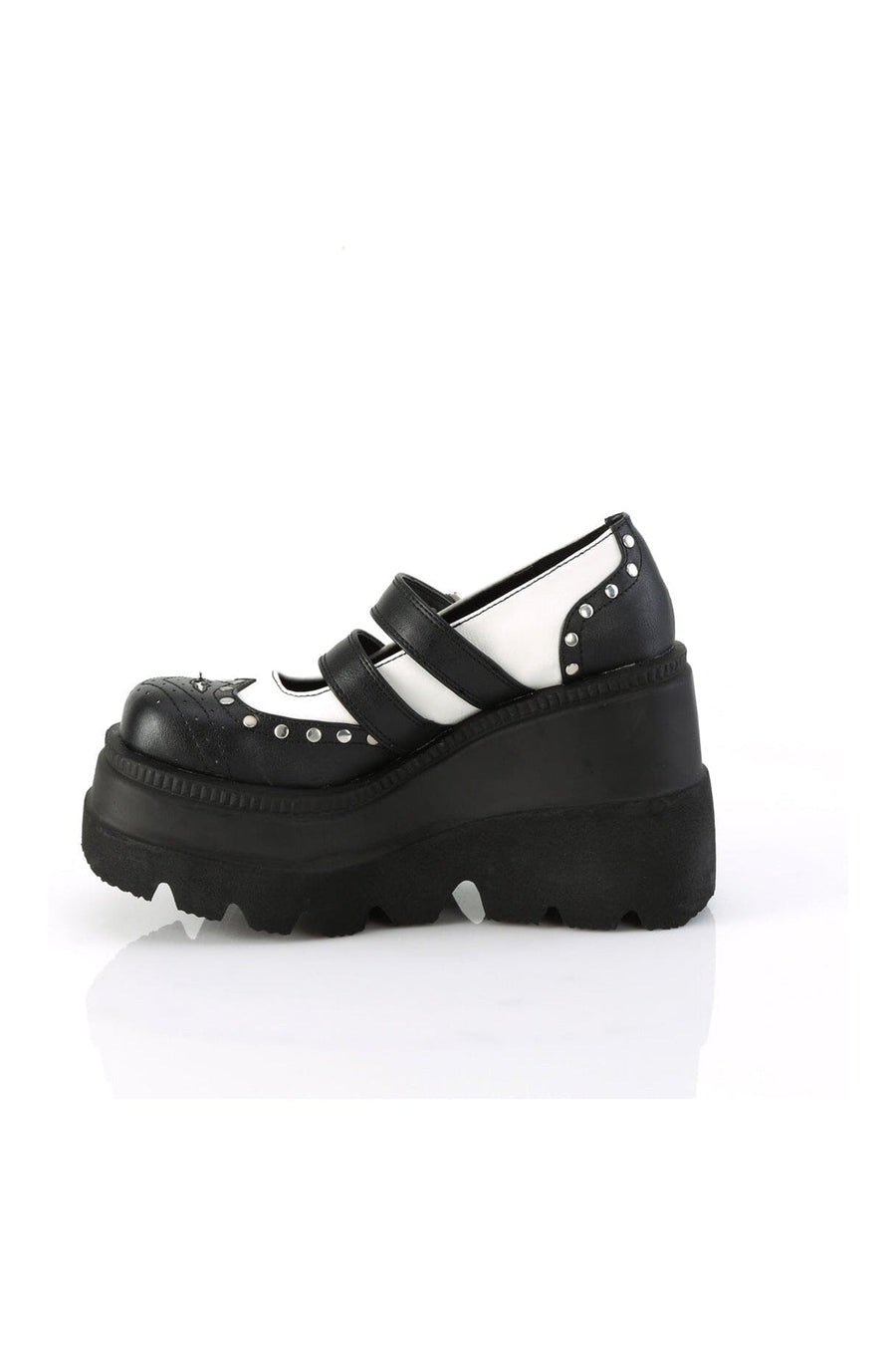 Demonia SHAKER-27 Black Vegan Leather Mary Janes in Black Vegan Leather