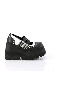 Demonia SHAKER-27 Black Vegan Leather Mary Janes in Black Vegan Leather