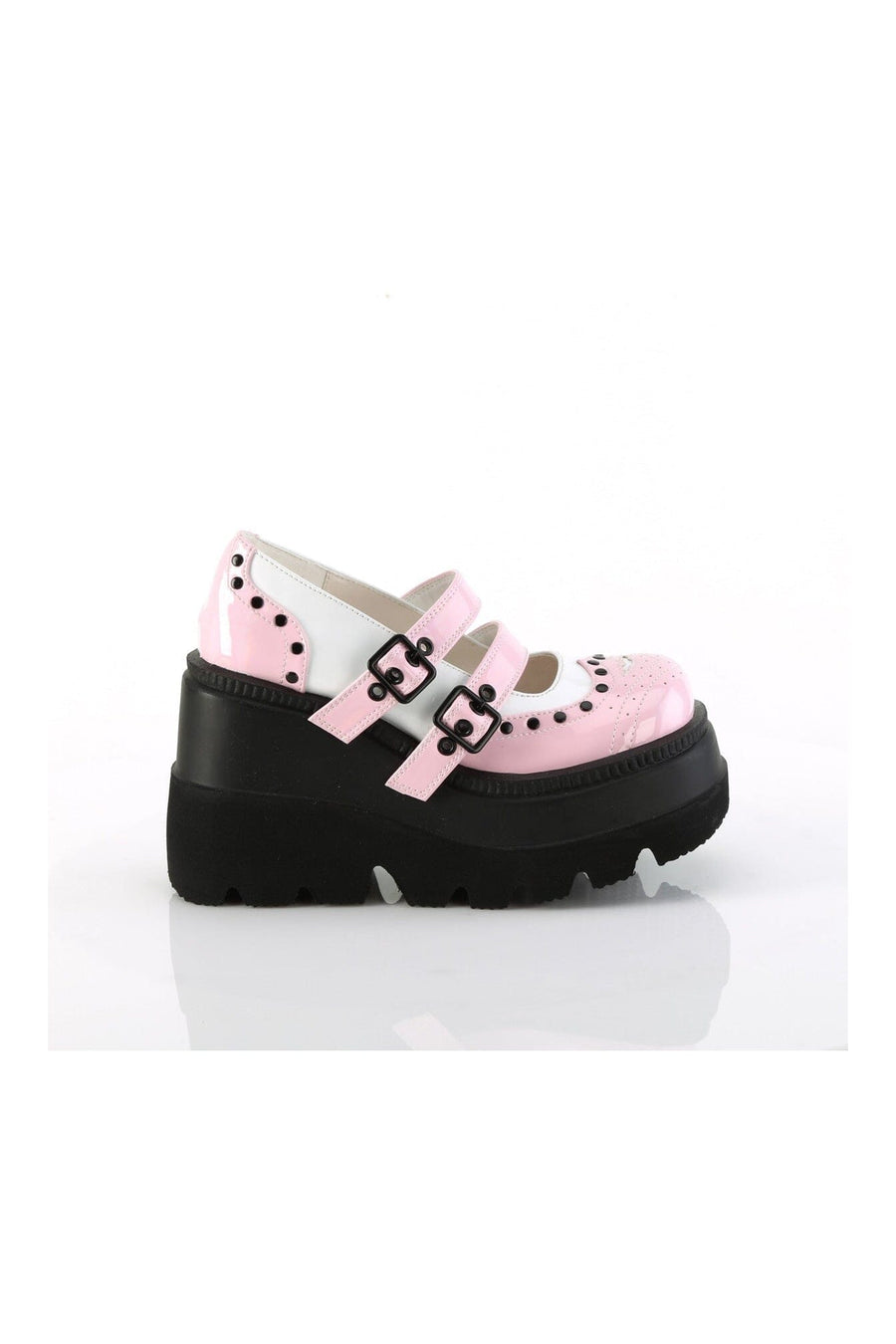 Demonia SHAKER-27 Pink Patent Mary Janes in Pink Patent