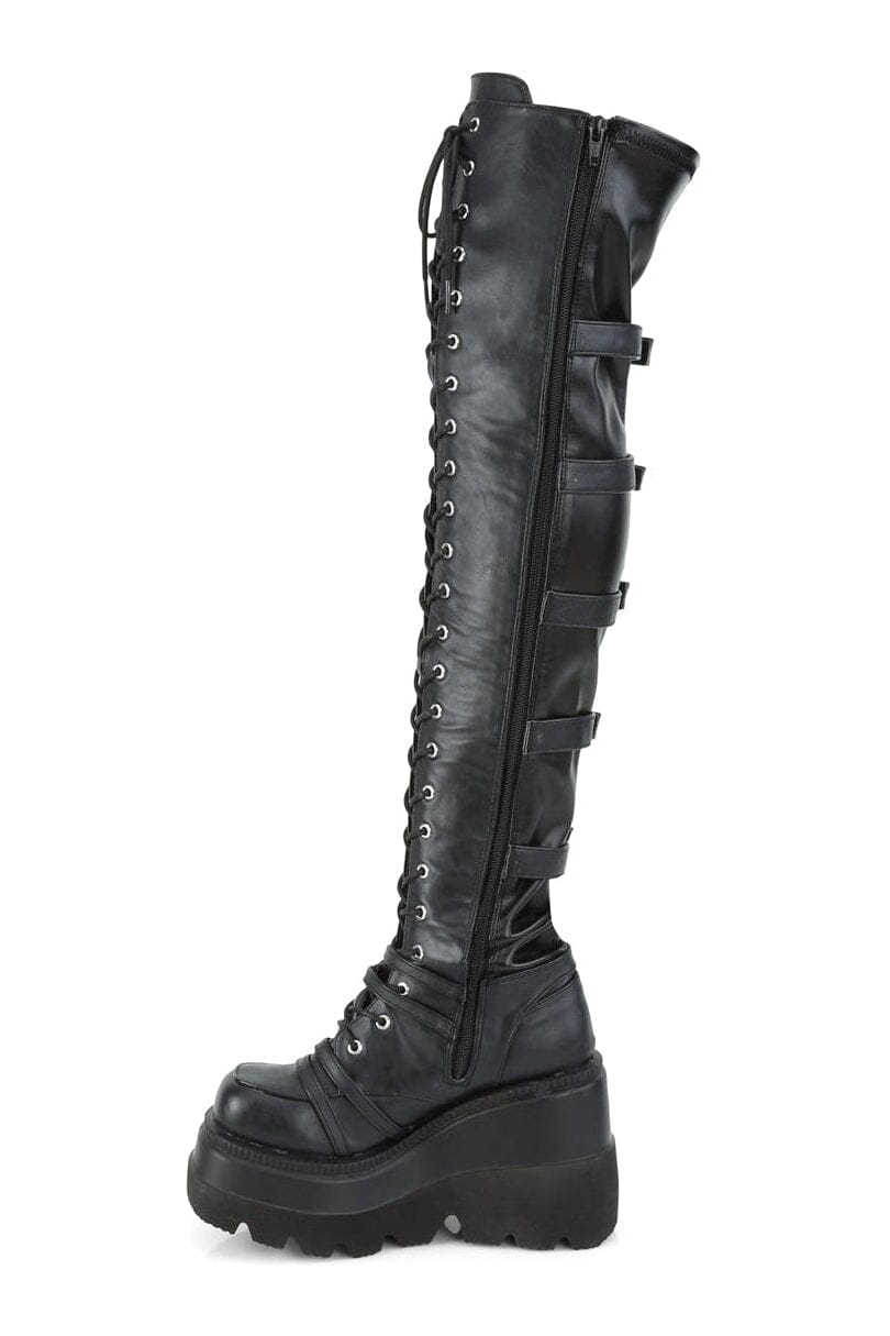 SHAKER-350 Black Vegan Leather Knee Boot-Knee Boots-Demonia-SEXYSHOES.COM