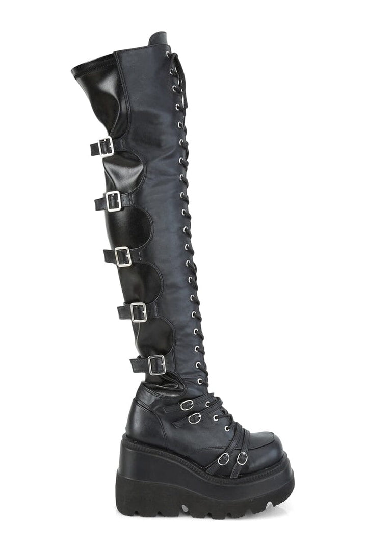 SHAKER-350 Black Vegan Leather Knee Boot-Knee Boots-Demonia-SEXYSHOES.COM