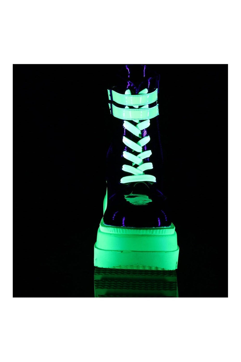 Demonia SHAKER-52 Black Patent Ankle Boot in Black Patent