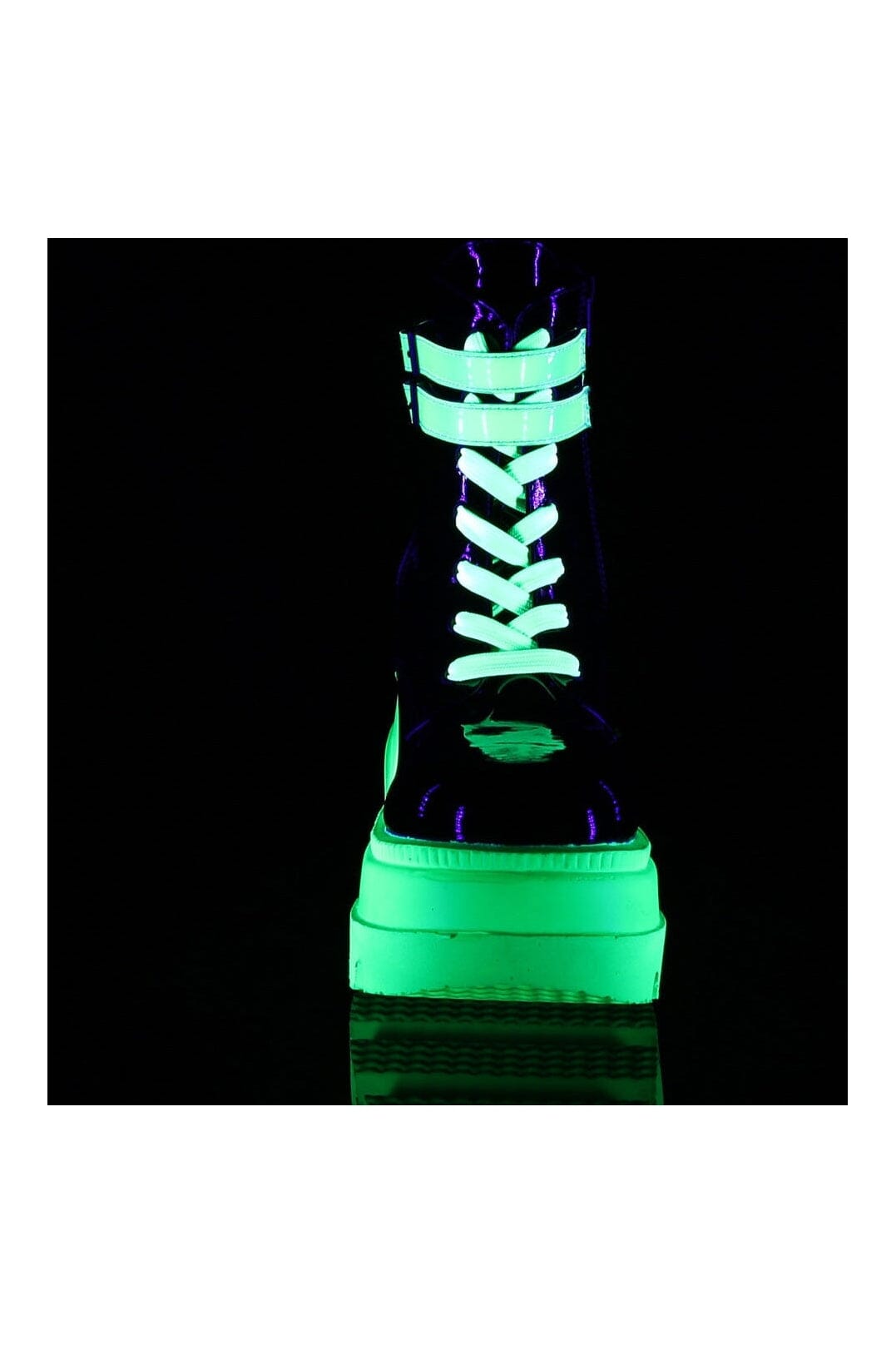 Demonia SHAKER-52 Black Patent Ankle Boot in Black Patent