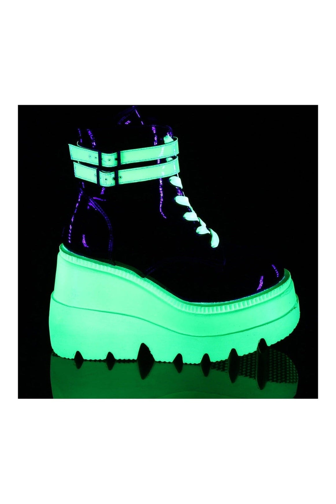 Demonia SHAKER-52 Black Patent Ankle Boot in Black Patent