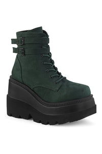 Demonia SHAKER-52 Green Vegan Suede Ankle Boot in Green Vegan Suede from SexyShoes.com