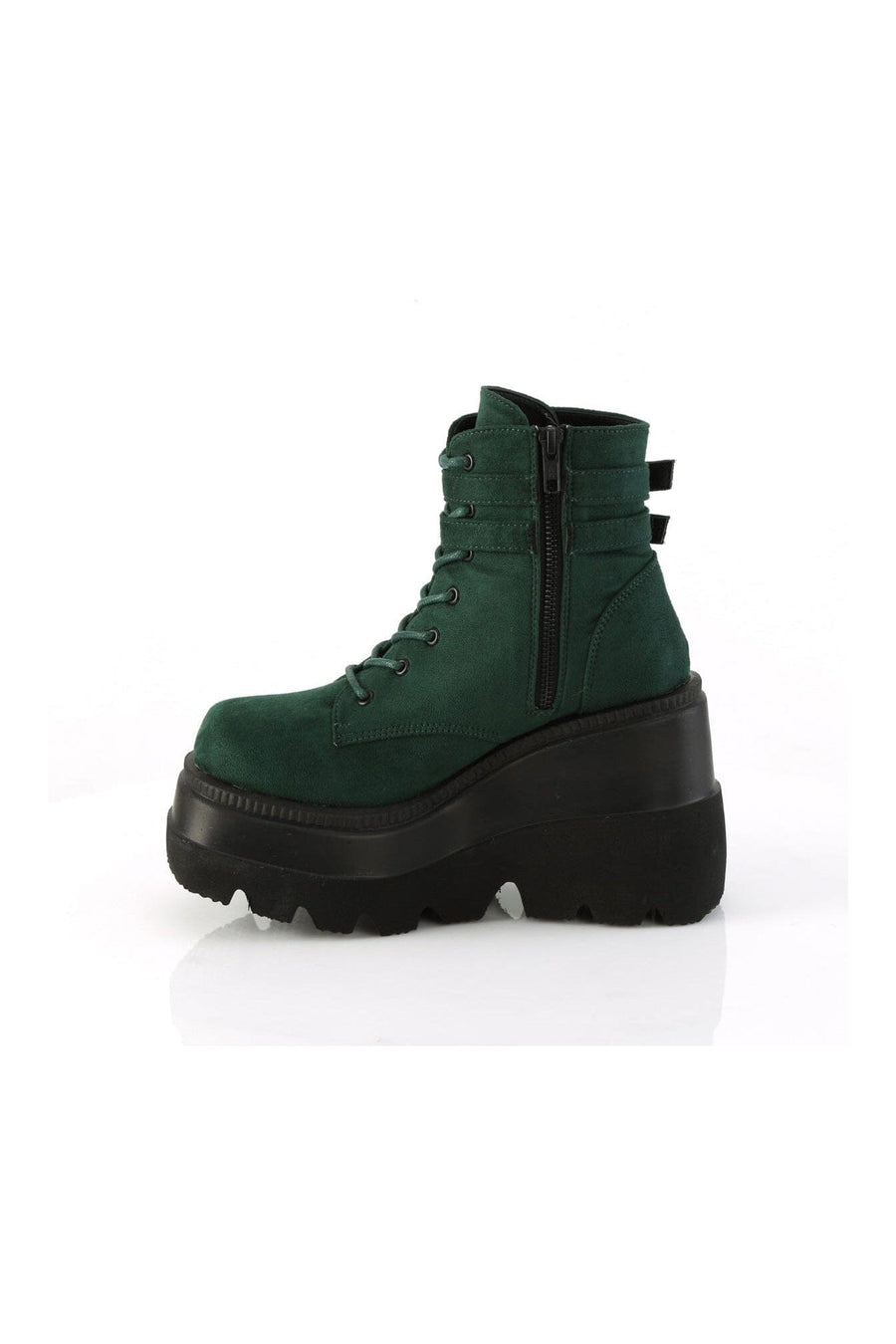 Demonia SHAKER-52 Green Vegan Suede Ankle Boot in Green Vegan Suede