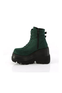 Demonia SHAKER-52 Green Vegan Suede Ankle Boot in Green Vegan Suede