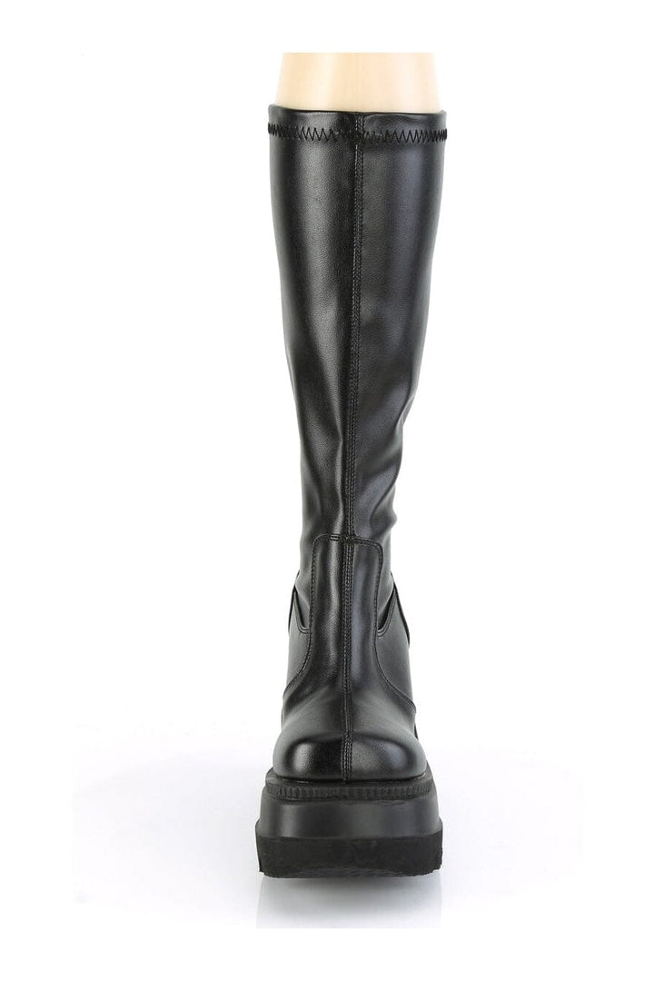 SHAKER-65 Black Vegan Leather Knee Boot-Knee Boots-Demonia-SEXYSHOES.COM