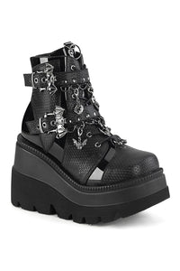 Demonia SHAKER-66 Black Vegan Leather Ankle Boot in Black Vegan Leather from SexyShoes.com