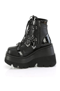 Demonia SHAKER-66 Black Vegan Leather Ankle Boot in Black Vegan Leather