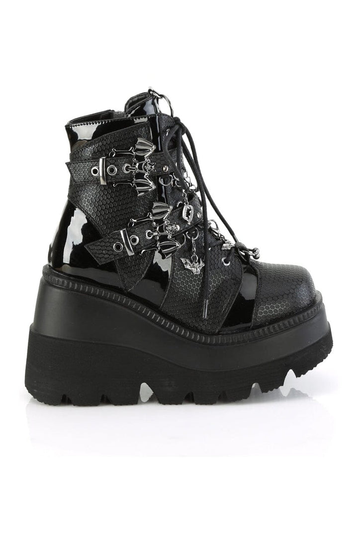 SHAKER-66 Black Vegan Leather Ankle Boot-Ankle Boots-Demonia-SEXYSHOES.COM
