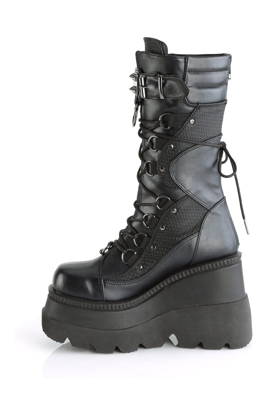 SHAKER-70 Black Vegan Leather Knee Boot-Knee Boots-Demonia-Black-5-Vegan Leather-SEXYSHOES.COM