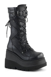 Demonia SHAKER-70 Black Vegan Leather Knee Boot in Black Vegan Leather from SexyShoes.com