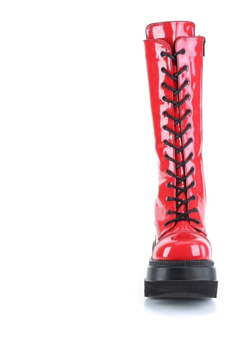 SHAKER-72 Red Patent Knee Boot-Knee Boots-Demonia-SEXYSHOES.COM